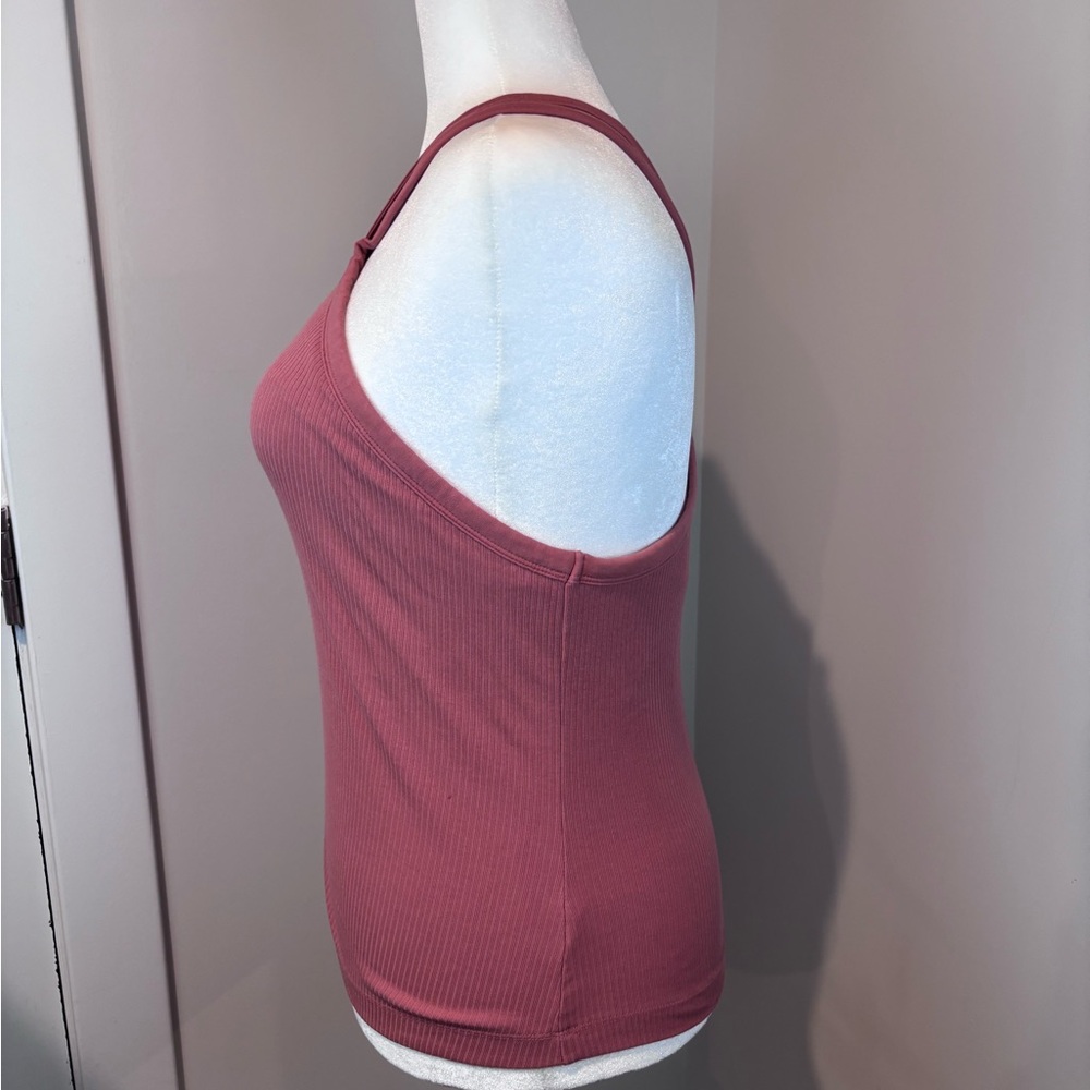 Old Navy Plus 2X One Shoulder Ribbed Tank Top Mauve Pink Built-In Bra - Picture 3 of 11